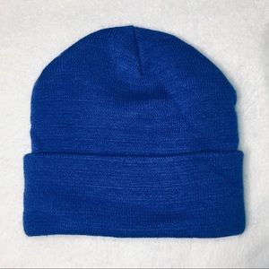 Blue Knit Single Fold Cuffed Beanie Cap